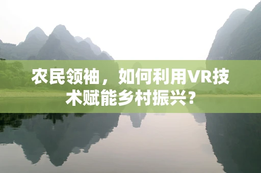 农民领袖，如何利用VR技术赋能乡村振兴？