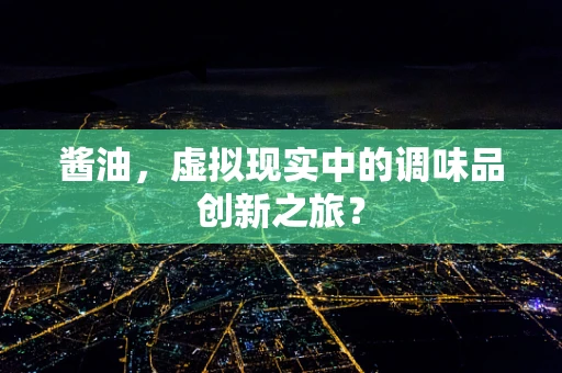 酱油，虚拟现实中的调味品创新之旅？